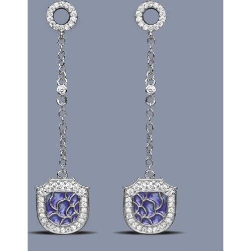 Exquisite Womens Long Tassel Earrings Blue Epoxy Jewelry Fashion Womens Jewelry Handmade Enamel Birthday Gift