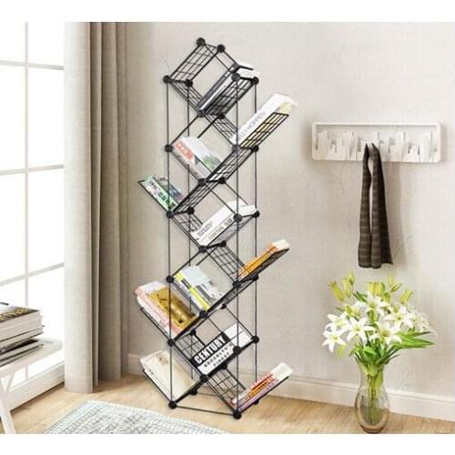 Creative combination of tree iron art children. Grid bookshelf. Book arrangement and floor type collection rack..086