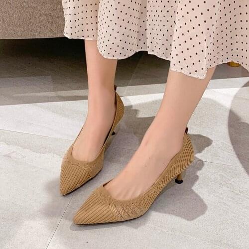 Metal Heel Shoes Women High Pumps Satin Heeled Sexy Elegant High Heels Yellow 35-39 Pointed Fashion Ladies Shoes U22-45
