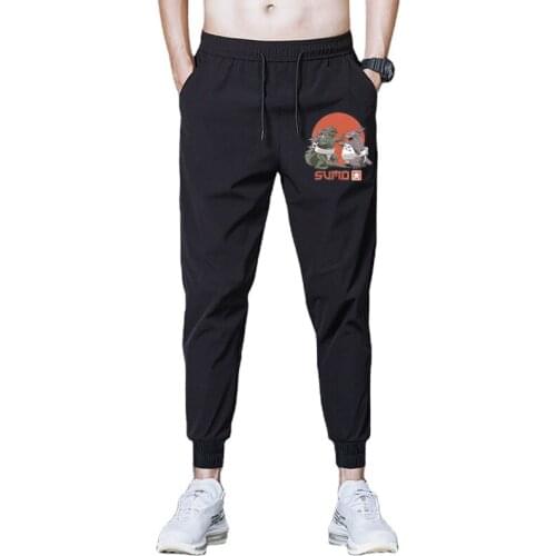 Men Casual Totoro Print Loose Sport Pants Tie Feet Long Pants Men Elastic Waist Quick Dry Sweatpants Trousers