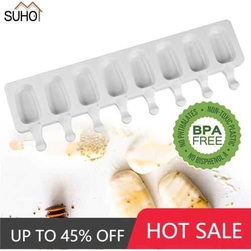 Creative Baking Mini Ice Cream Molds,Silicone Popsicle Molds Cake,Cakesicle Mold for DIY Ice Pops,Oval,8-Cavity