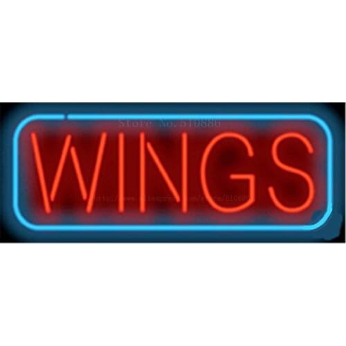 Wings NEON SIGN REAL GLASS BEER BAR PUB LIGHT SIGNS store display Packing Food Dinning Diet drink Advertising Lights 17*14"