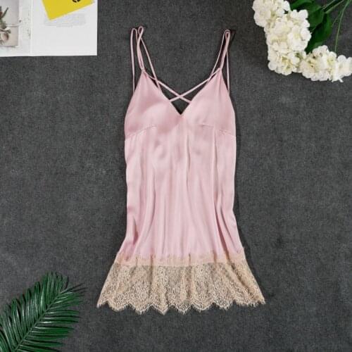 Sexy Pink Faux Silk Satin Night Dress Sleeveless Nighties V-neck Nightgown Bathrobe Sleepwear Robe Nightwear Homewear