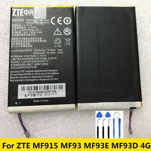 Original 2800mAh Li3728T42P3h774771 ZEBAP1 For ZTE MF915 MF93 MF93E MF93D 4G LTE Wi-Fi Роутер Mobile WIFI Router Hotspot Battery