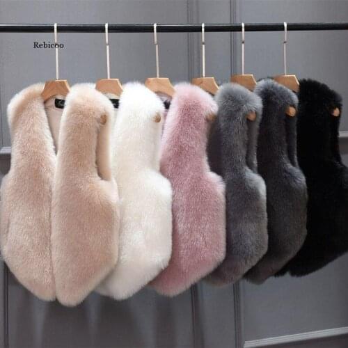 Autumn and winter imitation rabbit plush fur vest mid-length ladies slim fur vest jacket