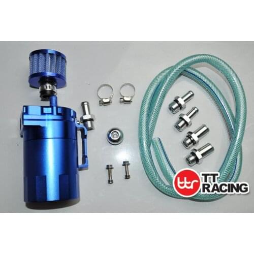 OT6_C_BL - TT Racing Baffled 15mm 19mm Aluminum Oil Catch Tank/Can Reservoir Breather BLUE