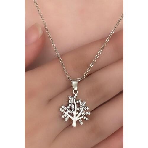 2021 Silver Color Chain Necklace Fashion Luxury Tree Figured Necklace Trend Jewelry For Women
