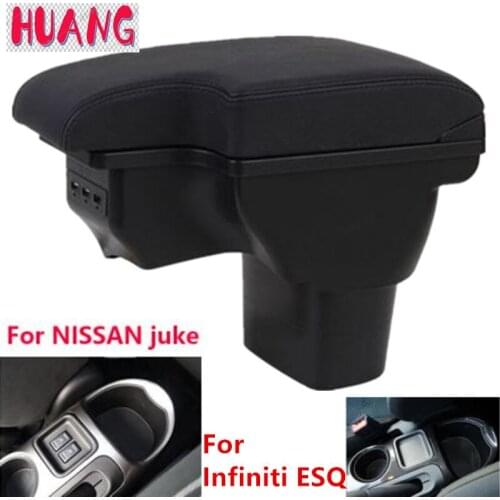 For NISSAN juke Armrest box For Infiniti ESQ Car armrest 2010-2019 accessories interior storage box Retrofit parts USB LED