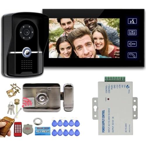 Wired Video Doorbell Door Phone Intercom Rainproof Camera Visual Home Security System 7inch Screen Monitors