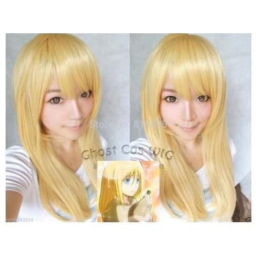 Wholesale 32050 >Attack on Titan/Krista Lenz Long Light Gold Straight Cosplay Wig