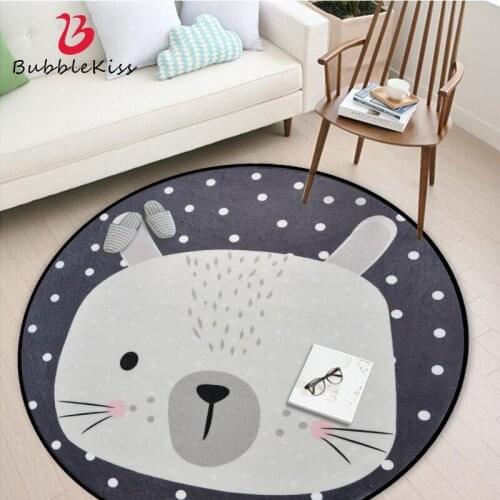 Bubble Kiss Gray Round Carpet Animal Cartoon Living Room Carpet Cute Bedroom Decor Non-Slip Rugs Modern Home Decoration Area Rug