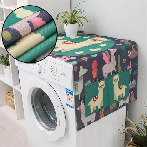 Washing Machine Cover Dust Cover Clean Waterproof Dust Cover Front Loading Cartoon geometric Cotton for Household bathroom