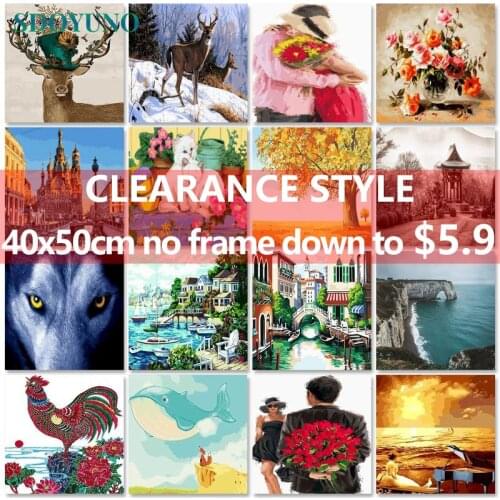 SDOYUNO Clearance style 40x50cm Paint By Numbers Scenery Oil Painting By Numbers On Canvas Landscape Frameless DIY Home Decor