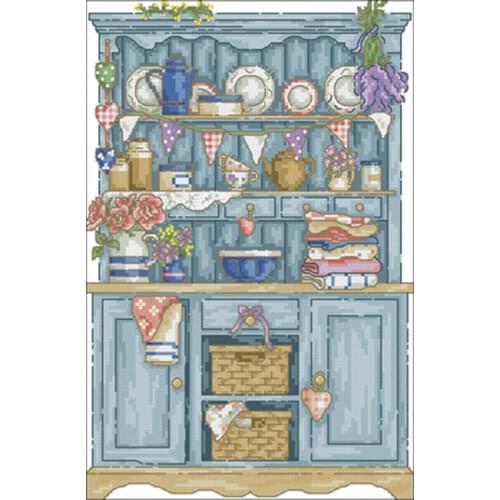 Blue cupboard patterns Counted Cross Stitch 11CT 14CT 18CT DIY Chinese Cross Stitch Kits Embroidery Needlework Sets