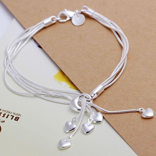 SLH067 Charm Gifts Bangle Bracelets For Women High Quality Fashion Jewelry Heart Pendant Bracelet /aveajmla