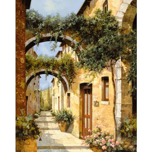 Modern Art Garden Paintings For Wall Decor Under the Arches Handmade Oil On Canvas Landscape Canvas Artwork High Quality