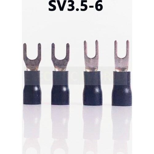 SV3.5-6 BLACK color Cold pressed terminals Cable Wire Connector 100PCS Insulated Spade Terminals Connector for 14-12AWG 6.2mm2