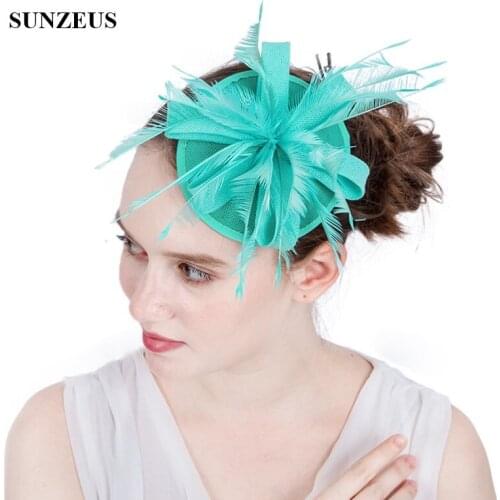 Bridal Wedding Hats and Fascinators Feathers Womans Black Wedding Hats Small Linen Hair Accessories SH78