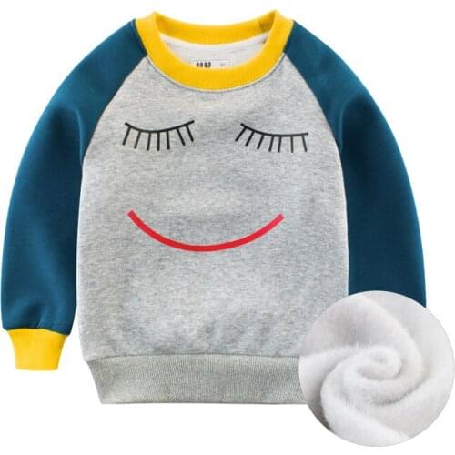 2019 Winter thick Keep warm sweatshirt kids Cotton boys girls print 3D Eye Casual tops spring toddler clothes Children clothing