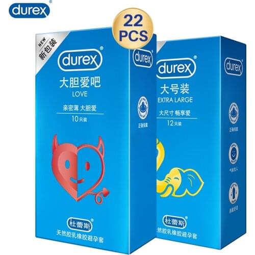 Durex Condoms Extra Large 56mm Natural Rubber Ultra Thin Extra Lubricant Penis Sleeve Adult Intimate Products Sex Toys for Men