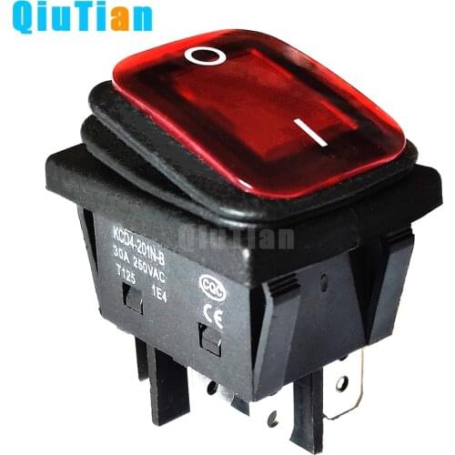 On off 30A/250V Heavy Duty 6 pin DPST IP67 Sealed Waterproof T125 Auto Boat Marine Toggle Rocker Switch with LED 12V 220V 30x22