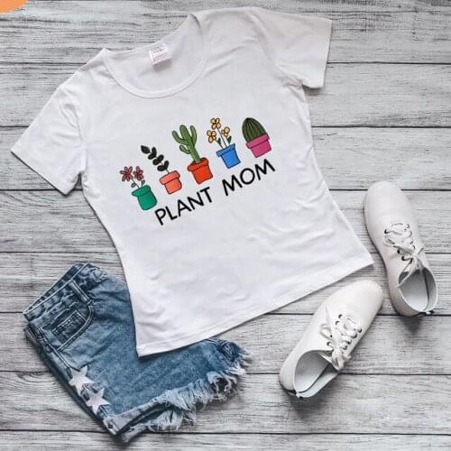 Plant Mom funny t shirts women kawaii cactus print female white graphic t-shirt Cute friends plant lover gift drop shipping