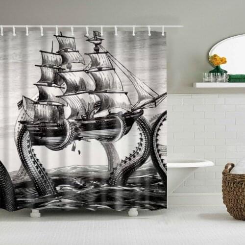 Ocean octopus tentacles shower curtain Washable environmentally friendly shower curtain For bathroom with plastic hook TZ160729