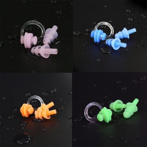 Swimming Nose Clip and Earplug Suit Anti-Choking Safe Silica Gel Universal for Adults and Children Earplug Nasal Truss