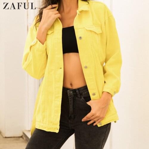 ZAFUL New Autumn Women Belt Denim Coat Jacket Ladies Button Pockets Long Coats Female Outwear Loose Casual Jackets