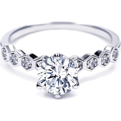 Tianyu Gems 925 Silver Band Ring Women 2ct/1.0ct/0.5ct Moissanite Diamonds Wedding Rings Prong Setting Classic Gemstone Jewelry