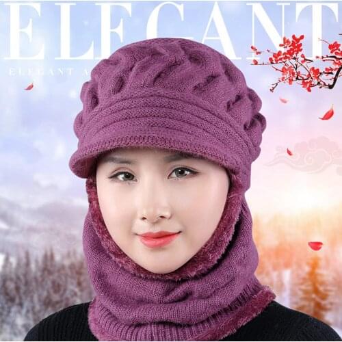Winter Hat Scarf and Mask Set 3 Piece Women Winter Knitted Windproof Warm Beanie Cap Neck Gaiter Hat Scarf Gift Set Knitted Hat