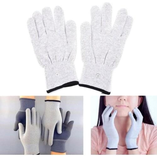 1Pair Magic Pulse Massage Gloves Use For Tens Machine Silver Fiber Conductive Electrotherapy Massage Electrode Gloves