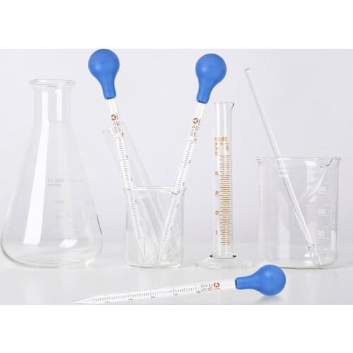 10ml Dropper Pipette Glass Scale Line Lab Dropper Measuring Dropping Pipet Blue Rubber Head Pipettes Measuring
