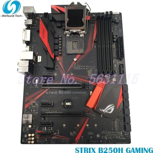 100% Working Mining Motherboard for Asus ROG STRIX B250H GAMING DDR4 1151 System Board Fully Tested