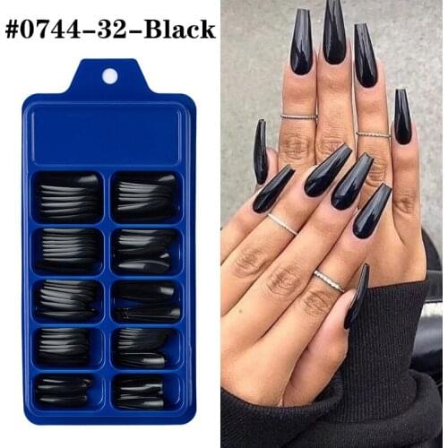 100pcs/box Professional Coffin Ballerina Nail Tips Candy Colors Long False Nails Art ABS Full Cover Manicure DIY Acrylic 10Sizes