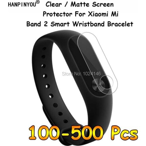 100 Pcs/Lot New HD Clear / Anti-Glare Matte Screen Protector For Xiaomi Mi Band 2 Band2 Smart Wristband Bracelet Film Guard
