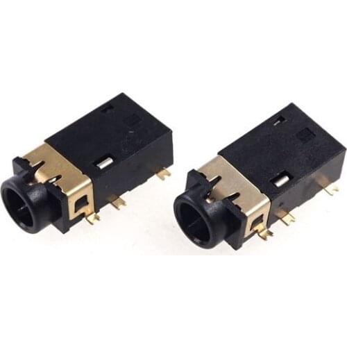 1000pcs Phone Jack 3.5mm 6 pin stereo socket for 4 pole audio plug SMT PCB reflow solderable right angle DC30V 0.5A