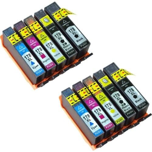 10X XiongCai Compatible ink cartridges For HP 178 5510 6510 B109a B109n B110a B210b B209a B210a 3070A printer For HP178 XL 178XL