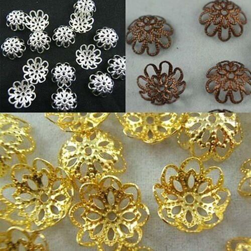 200 Pcs Fashion Hollow Flower 9MM Bead Caps Jewelry Findings DIY Loose Beads