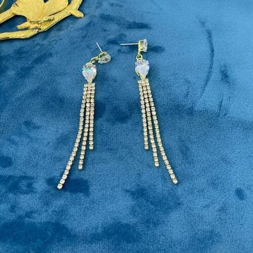 2020 Fashion Crystal Long Earrings for Women Jewelry Silver Color Rhinestone Wedding Party Dangle Earrings Brides Gifts