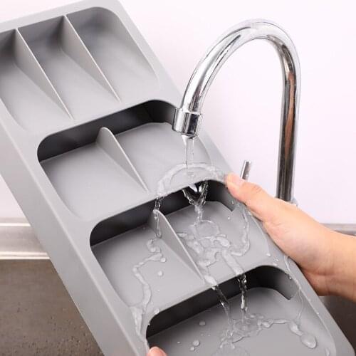 2021 Kitchen Cutlery Drawer Organizer Drying Cutlery Tray Spoon Divider Storage Box Forks Storage Container for Kitchen Utensils