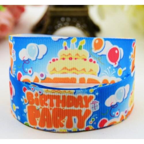 22mm 25mm 38mm 75mm Ruban satin Happy Birthday Cartoon printed Grosgrain Ribbon party decoration 10 Yards X-00990