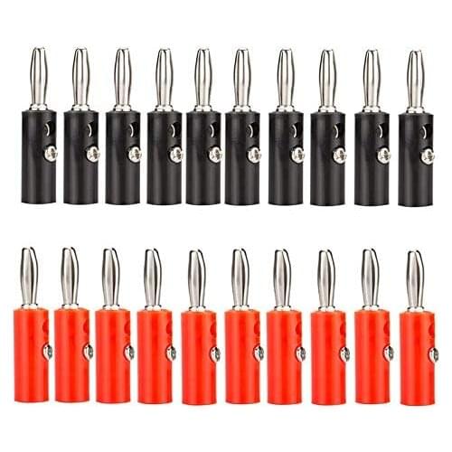 Audio Speaker Cable Connector,20 Pcs 4mm Audio Speaker Wire Cable Screw Banana Plug Connector Black&Red