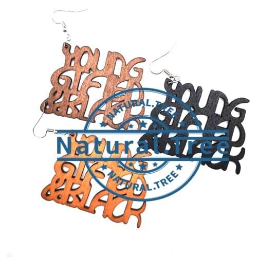 Free shipping! Young Gifted and black wooden earrings