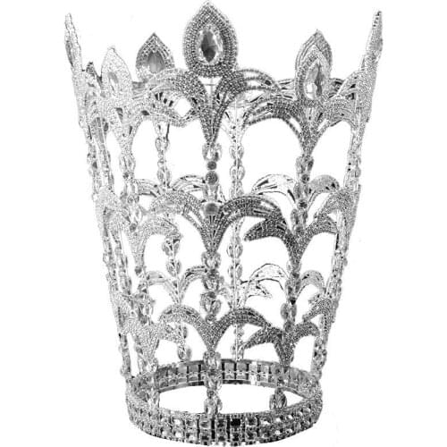 Sakuralov oversized full crown headdress contest supermodel beauty pageant catwalk crystal rhinestone crown