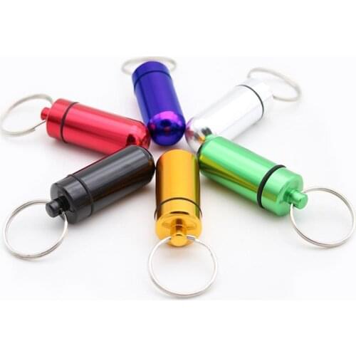 Aluminum Alloy Medicine Bottle Keychain Waterproof Case Container Drug Pill Box Keyring Holder Outdoor Emergency Treat Pillbox