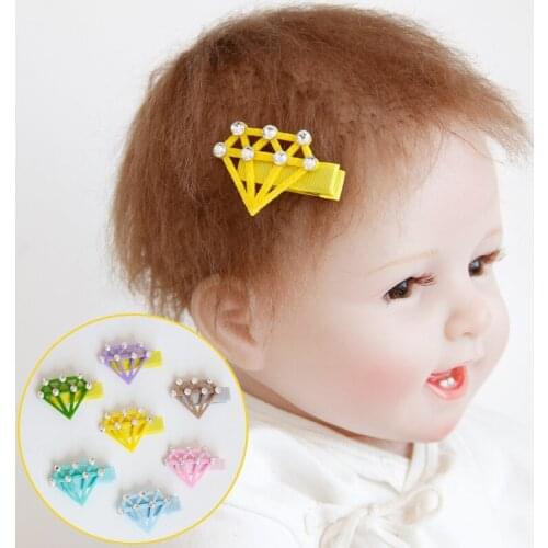 Boutique 12pcs Fashion Cute Felt Diamond Hairpins Solid Kawaii Gemstone Girls Hair Clips Hair Accessories Princess Headwear