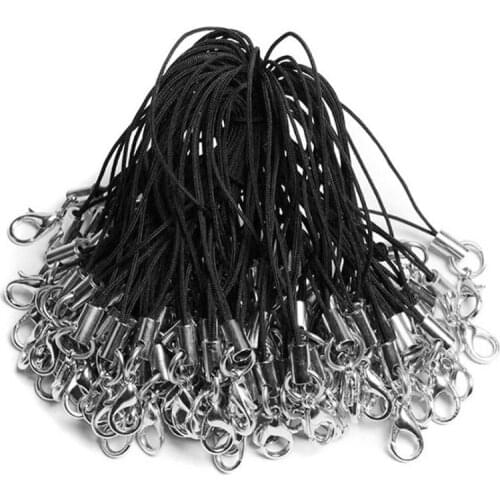 100Pcs Black Lanyard Lobster Clasp Lariat Cord Strap for Cellphone/USB Drive/Keychain/DIY Jewelry