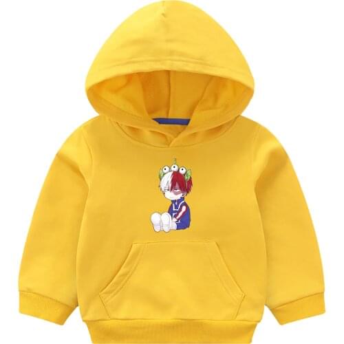 Cartoon Anime Children Hoodies My Hero Academia Print Kangaroo Pocket Kids Sweatshirts Hooded Autumn Girls Boy Pullovers Jacket