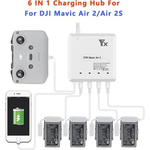 DJI Mavic Air 2 /2S Drone 6 in 1 Battery Charger with USB Port Remote Control Charging Hub Multi Charger Drone Accessories